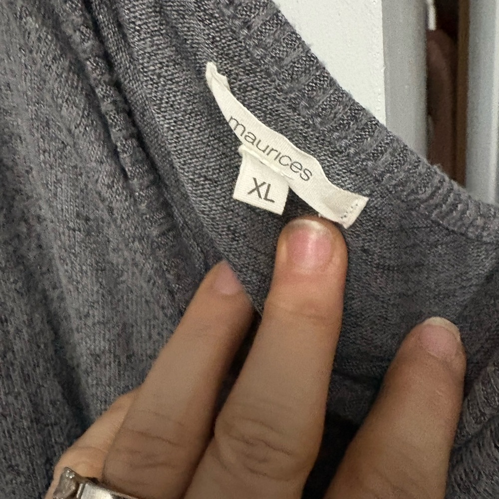 Maurices Asymmetrical Gray Maxi Sweater - Picture 3 of 3